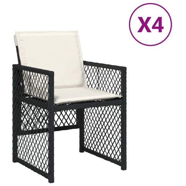 vidaXL havestole med hynder 4 stk. polyrattan sort