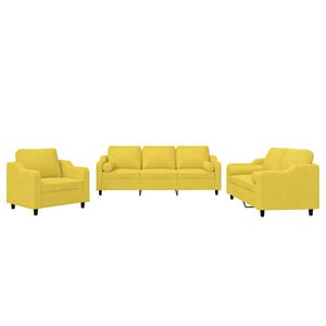 vidaXL sofas&aelig;t 3 dele med puder stof lysegul