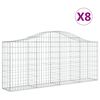 vidaXL buede gabionkurve 8 stk. 200x30x80/100 cm galvaniseret jern