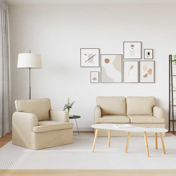 vidaXL Sofa 2 pcs Creme 144 x 80 x 85 cm Stof