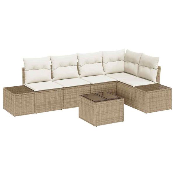 vidaXL Havesofa S&aelig;t 6 pcs Beige polyrattan