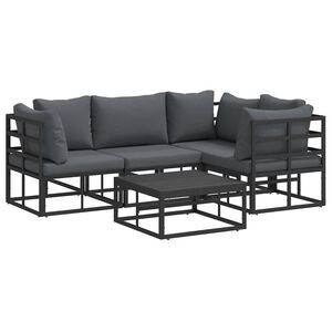 vidaXL Havesofa Sæt med pude 5 pcs Sort Aluminium