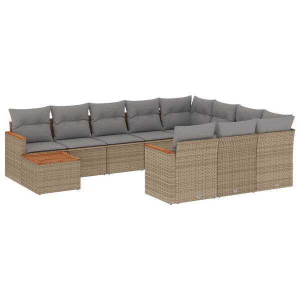 vidaXL havesofas&aelig;t 11 dele med hynder polyrattan beige