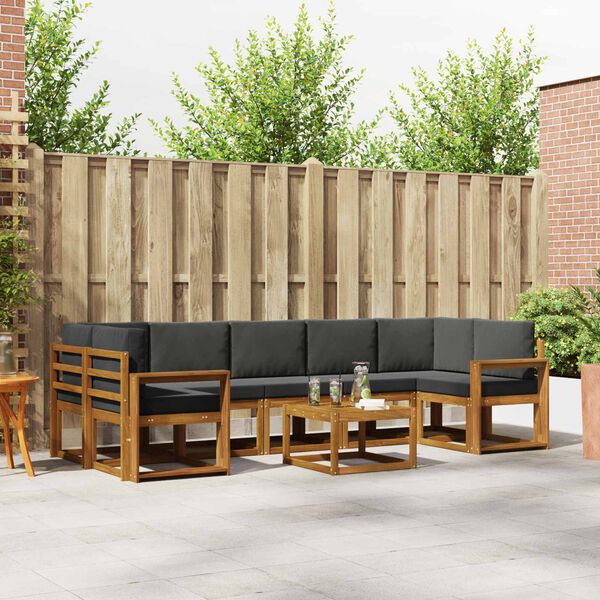 vidaXL Udend&oslash;rs sofagruppe med pude 8 pcs Naturlig og Antracit