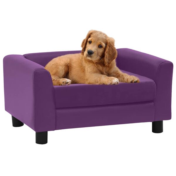 vidaXL hundesofa 60x43x30 cm med skumpude plys og kunstl&aelig;der bordeaux