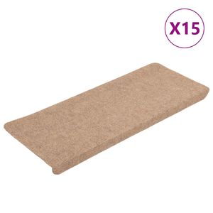 vidaXL selvkl&aelig;bende trappem&aring;tter 15 stk. 65x24,5x3,5 cm beige