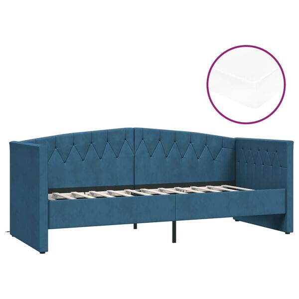 vidaXL daybed med madras og USB 90x200 cm fl&oslash;jl bl&aring;