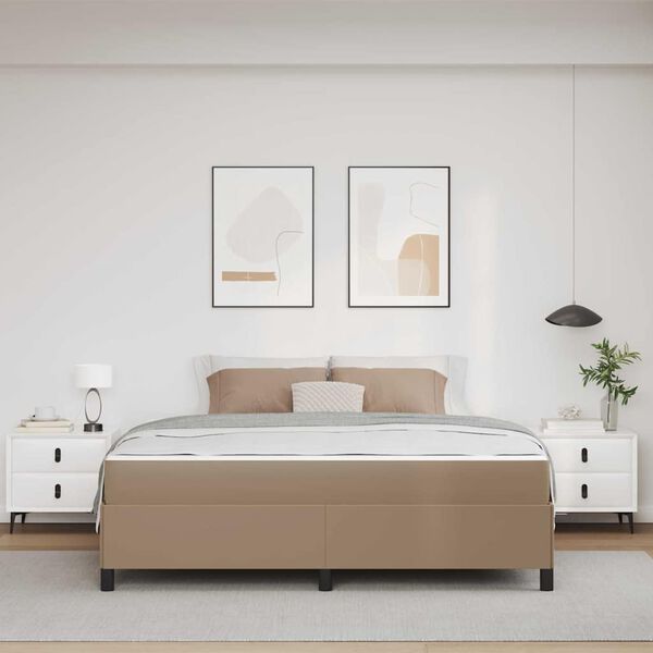 vidaXL Sengestel med madras Cappuccino 180 x 200 cm Stof