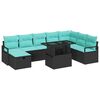vidaXL Havesofa S&aelig;t med pude med opbevaring 9 pcs Sort Poly rattan