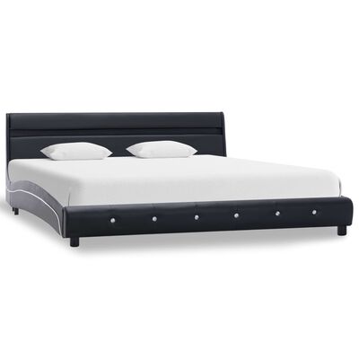 vidaXL sengestel med LED 180 x 200 cm kunstlæder sort