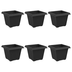 vidaXL Firkantet Blomsterkrukke 6 pcs Sort 20 x 20 x 16 cm Plastik