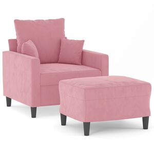vidaXL sofastol med fodskammel 60 cm velour lyser&oslash;d