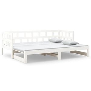 vidaXL daybed med udtr&aelig;k 2x(90x200) cm massivt fyrretr&aelig; hvid