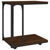 vidaXL sidebord med hjul 50x35x55,5 cm konstrueret tr&aelig; brunt egetr&aelig;