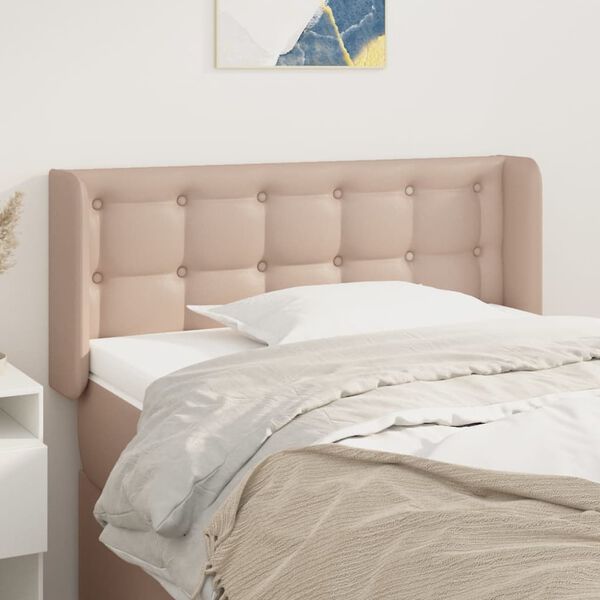 vidaXL sengegavl med kanter 103x16x78/88 cm kunstl&aelig;der cappuccino