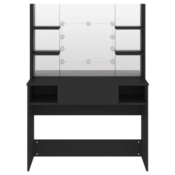 vidaXL makeupbord med LED-lys 100x40x135 cm MDF sort