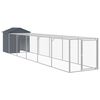 vidaXL h&oslash;nsehus med l&oslash;beg&aring;rd 117x609x123 cm galvaniseret st&aring;l antracit