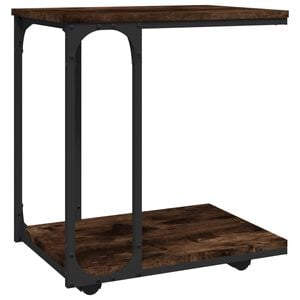 vidaXL sidebord med hjul 50x35x55,5 cm konstrueret tr&aelig; r&oslash;get egetr&aelig;