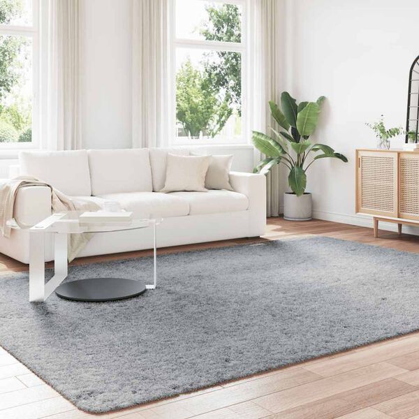 vidaXL shaggy gulvt&aelig;ppe NAVARRA 240x340 cm h&oslash;je luv polyester lysegr&aring;