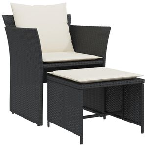 vidaXL havestol med fodskammel polyrattan sort