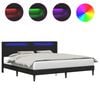 vidaXL Sengestel med LED-lysstrimler Sort 200 x200 cm Kunstl&aelig;der