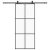 vidaXL skyded&oslash;r med hardwares&aelig;t 90x205 cm ESG glas sort