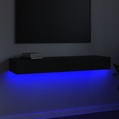 vidaXL tv-skab med LED-lys 120x35x15,5 cm sort