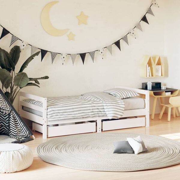 vidaXL sengeramme til juniorseng m. skuffer 80x160 cm massivt fyr hvid