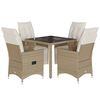 vidaXL bistros&aelig;t til haven 5 dele med hynder polyrattan beige