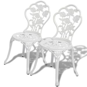 vidaXL bistrostole 2 stk. st&oslash;bt aluminium hvid