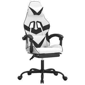 vidaXL drejelig gamingstol med fodst&oslash;tte kunstl&aelig;der hvid sort