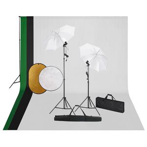 vidaXL fotostudieudstyr med lamper, baggrund og reflektor
