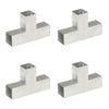 vidaXL stolpebeslag T-form 4 stk. 71x71 mm galvaniseret metal