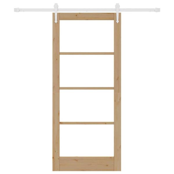 vidaXL Skyded&oslash;r Naturfarvet 86 x 198,5 cm Massivt fyrretr&aelig; og glas