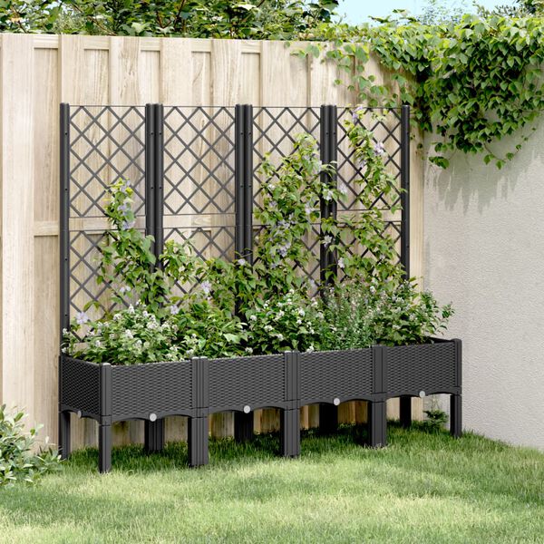 vidaXL plantekasse med espalier 160x40x142 cm PP sort