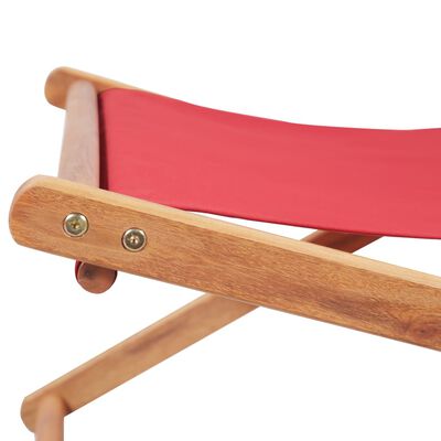 vidaXL foldbar strandstol stof og træstel rød