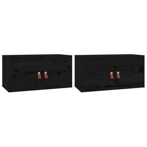 vidaXL v&aelig;gskabe 2 stk. 60x30x30 cm massivt fyrretr&aelig; sort