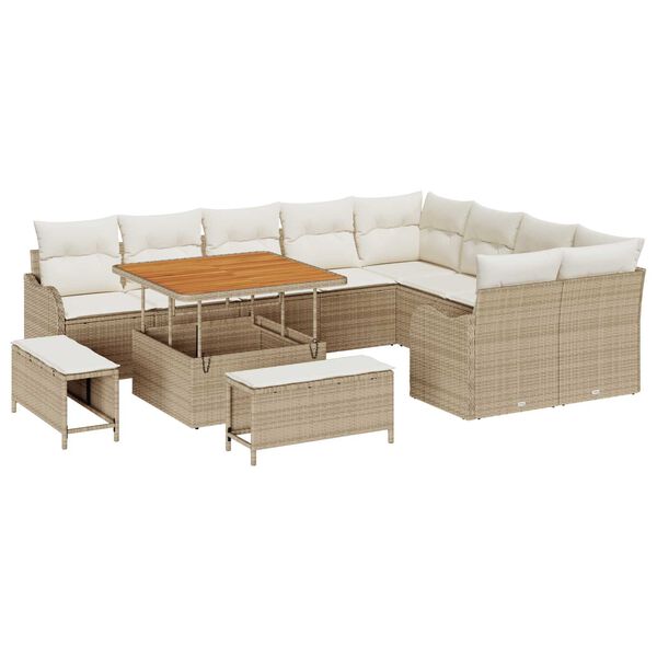 vidaXL Havesofa Sæt 12 pcs Beige polyrattan