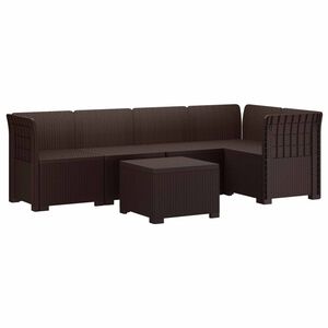 vidaXL 5-personers Havem&oslash;bel Sofa Rattan Look PP Brun