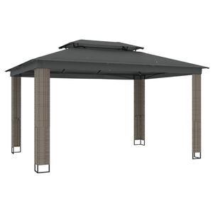 vidaXL pavillon med dobbelt tag 3,94x2,96 m st&aring;l antracitgr&aring;
