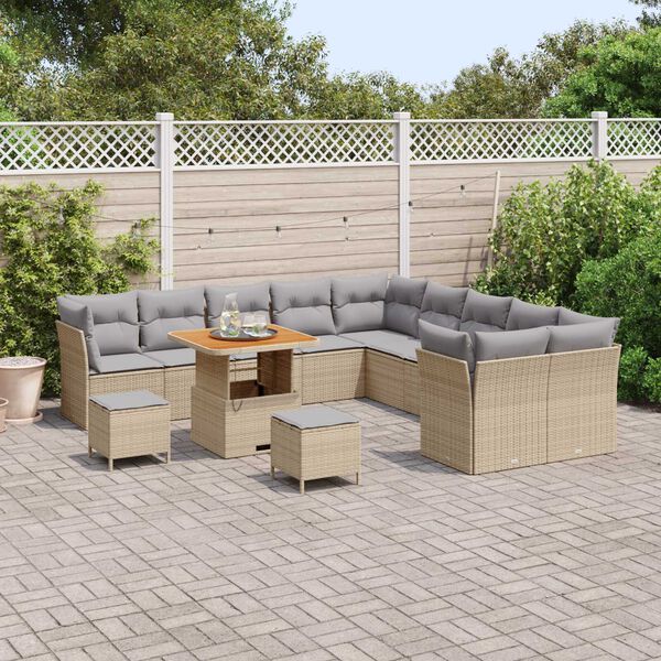 vidaXL Havesofa S&aelig;t 13 pcs Beige polyrattan