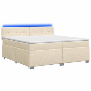 vidaXL Box Spring Seng med Madras og LED Cremefarvet 200 x 200 cm Stof