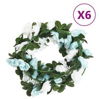 vidaXL kunstige blomsterguirlander 6 stk. 240 cm blå og hvid