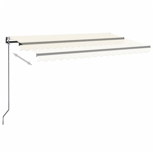 vidaXL markise m. LED + vindsensor 450x350 cm automatisk creme
