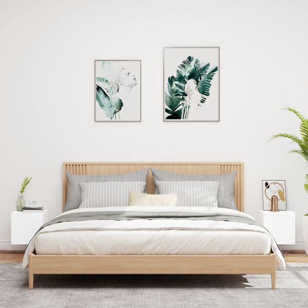 vidaXL væghængte tv-borde 2 stk. med LED-lys 30,5x35x30 cm hvid