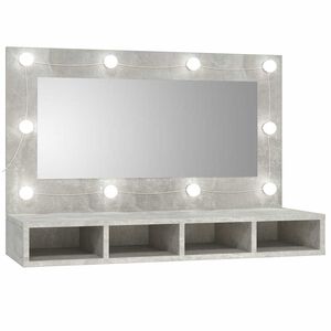 vidaXL spejlskab med LED-lys 90x31,5x62 cm betongr&aring;