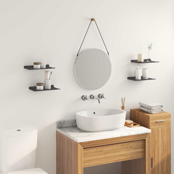 vidaXL Sv&aelig;vende hylde V&aelig;gmonteret 4 pcs Sort 30 x 18 x 2,5 cm St&aring;l