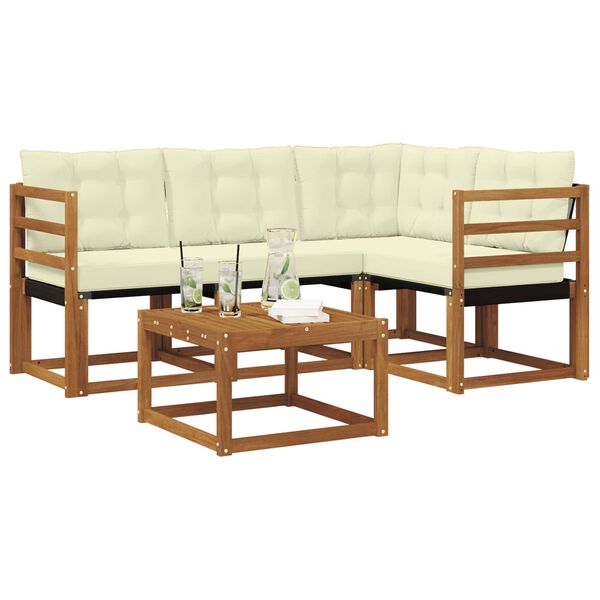 vidaXL Udend&oslash;rs sofagruppe med pude 5 pcs Naturlig og Fl&oslash;de