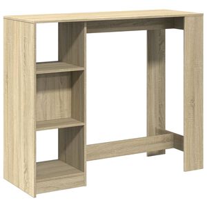 vidaXL barbord med hylde 124x46x103,5 cm konstrueret tr&aelig; sonoma-eg