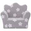 vidaXL lænestol til børn blødt plys med stjerner lysegrå